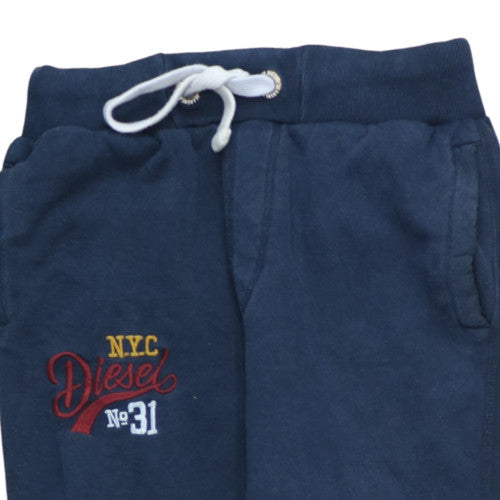 Diesel Men's Blue Sweatpants L Regular Fit Embroidered Logo