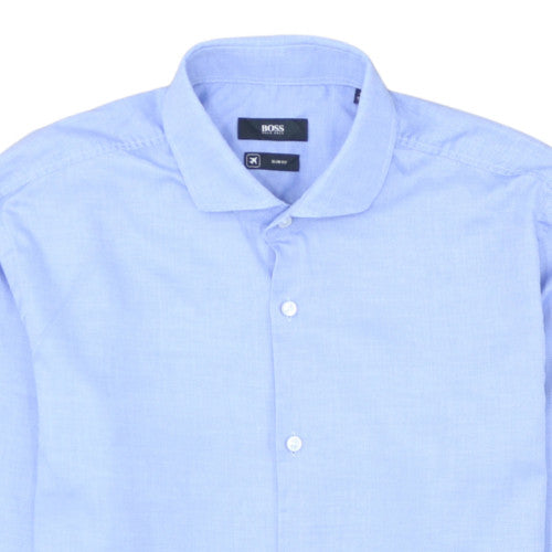 Hugo Boss Men's Blue Slim Fit Long Sleeve Button-Up Shirt Size 15.5