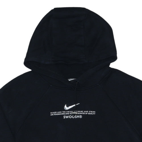 Nike Women Black L Pullover Hoodie Cotton Blend Graphic Swoosh