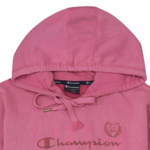 Champion Womens Pink Hoodie Size 16 Pullover Cotton Blend Logo Casual