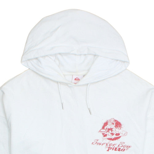 Quiksilver Stranger Things White Cotton Hoodie Women L Pullover Graphic
