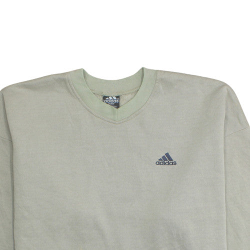 adidas Men's Beige Logo Pullover Sweatshirt L Crew Neck Fleece