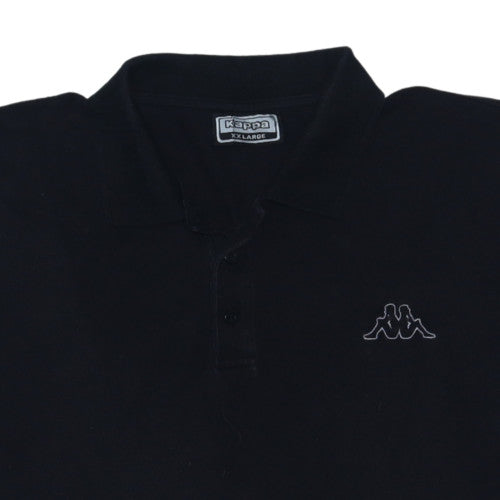 Kappa Men's Black 2XL Polo Shirt Cotton Short Sleeve Collared Top