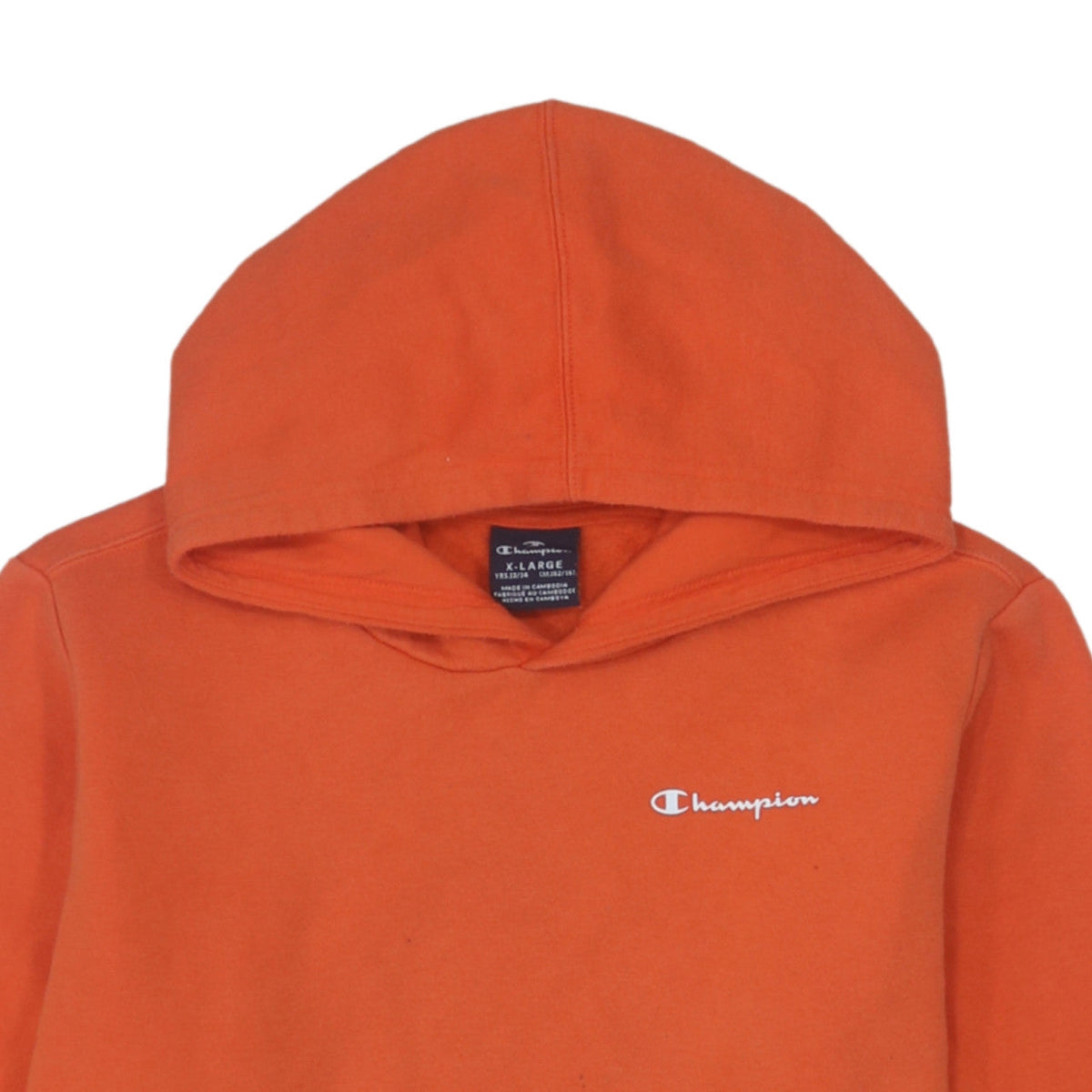 Champion Boys Orange Pullover Hoodie X-Large 13-14 Years Cotton Blend