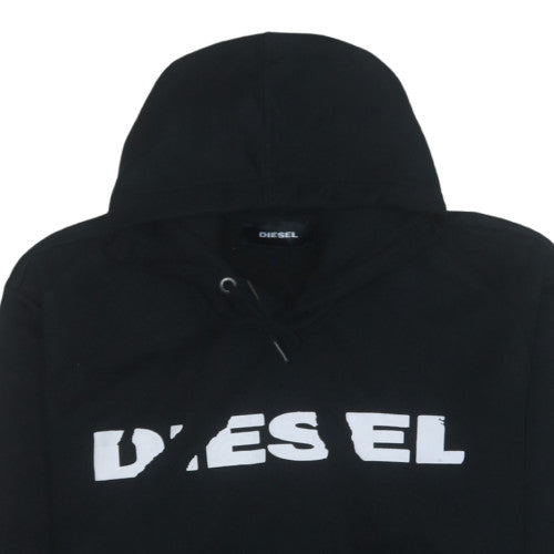 Diesel Mens Black Pullover Hoodie M Regular Fit Fleece Logo