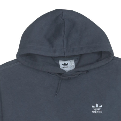 Adidas Men's Grey Pullover Hoodie L Fleece Logo Sweatshirt