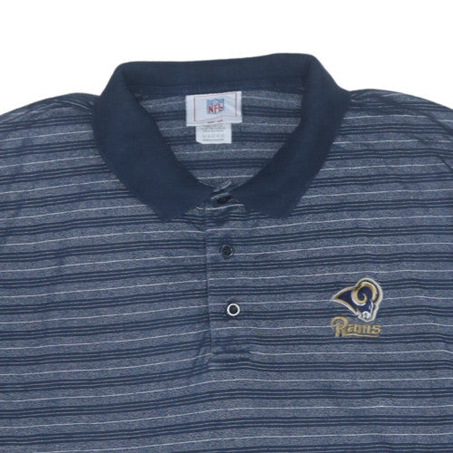 NFL Los Angeles Rams Men's Blue Striped Polo Shirt 2XL Cotton Blend