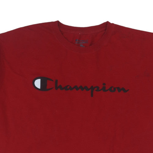 Champion Men's Red 2XL Crew Neck Cotton Graphic T-Shirt