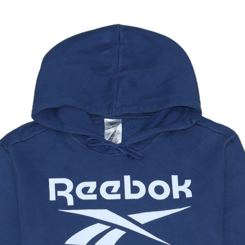 Reebok Men's Blue Pullover Hoodie L Graphic Logo Sportswear