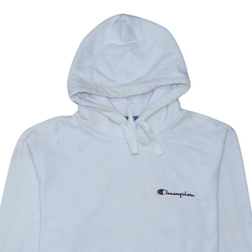 Champion Women White Pullover Hoodie Large 100% Cotton Embroidered Logo Sweatshirt