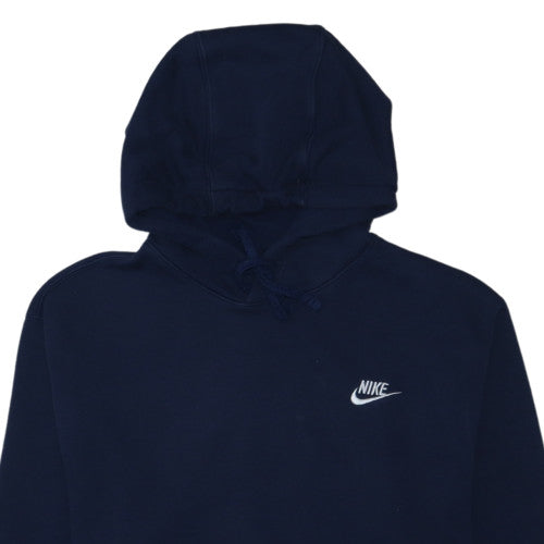 Nike Men's Blue Pullover Hoodie Medium Fleece Logo Sweatshirt