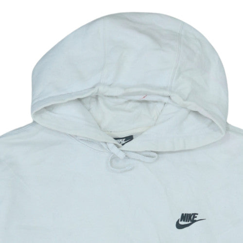 Nike Men's White Pullover Hoodie L Logo Fleece Sweatshirt