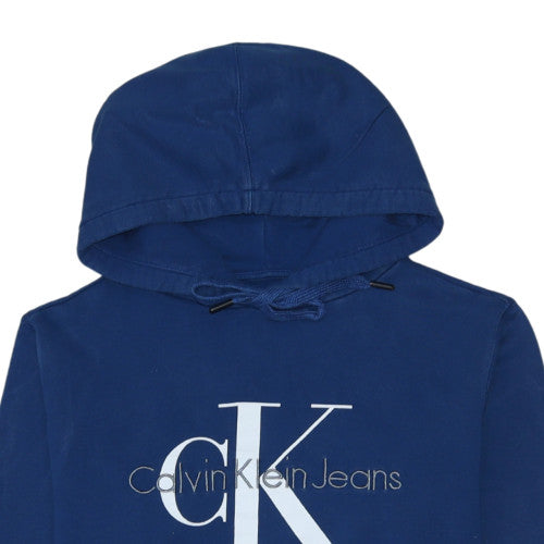 Calvin Klein Jeans Men's Blue Pullover Hoodie M Logo Cotton Fleece