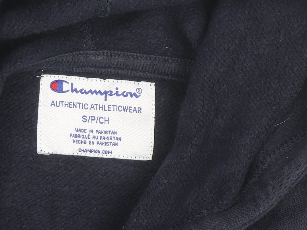 Champion Men's Blue Pullover Hoodie S Embroidered Logo Fleece