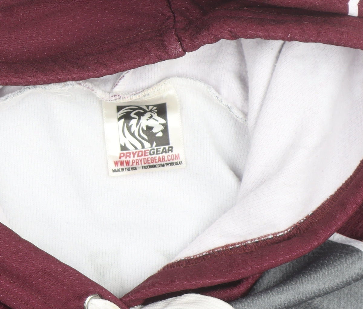 Pryde Gear Men’s Grey Red Pullover Hoodie S Athletic Track & Field
