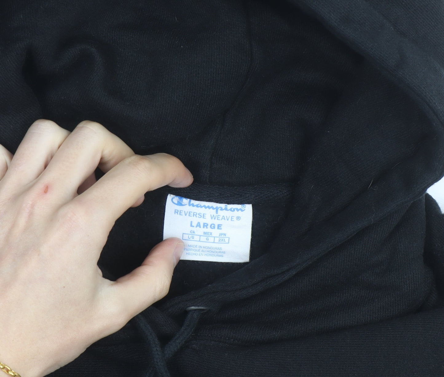 Champion Girls Black Reverse Weave Pullover Hoodie L Logo Fleece