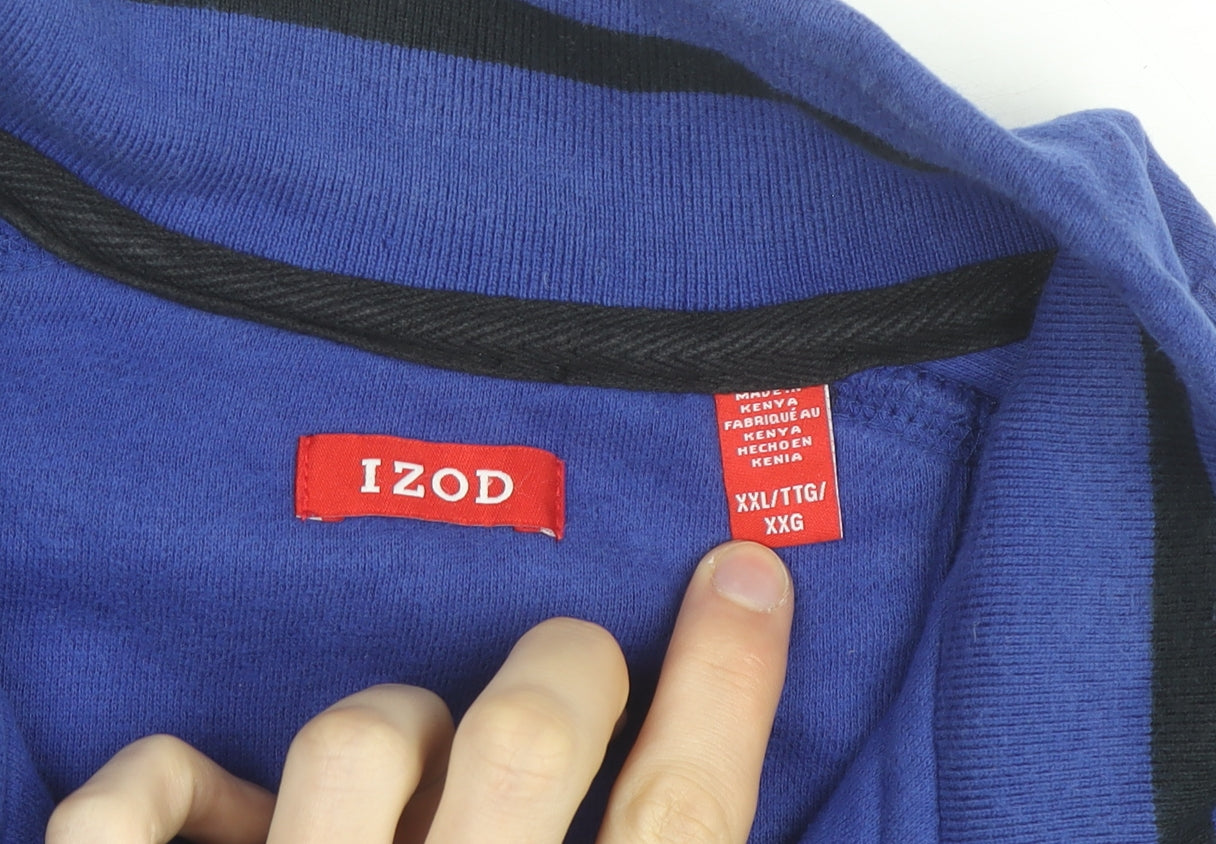 IZOD Men's Blue 2XL 1/4 Zip Fleece Sweatshirt Pullover