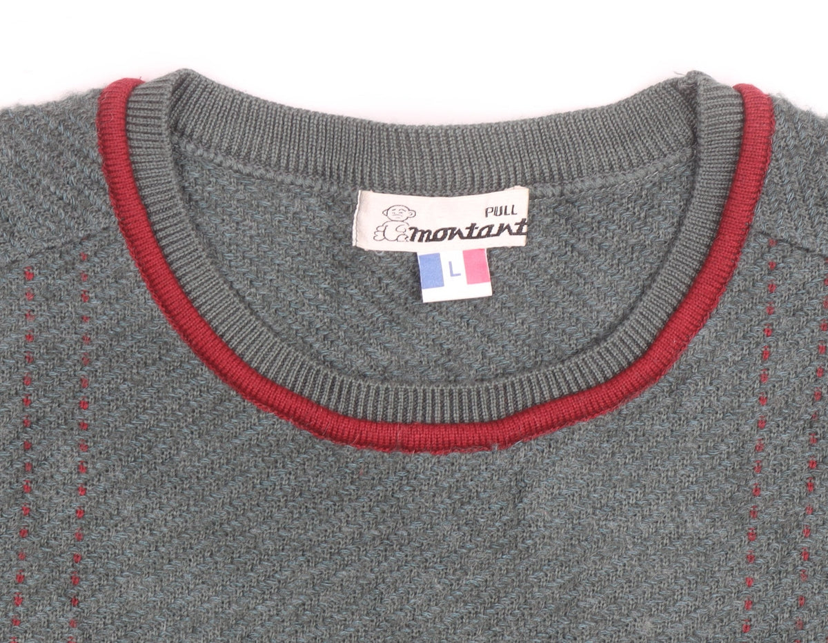 Emostar Men's Green Check Knit Pullover Jumper Size L