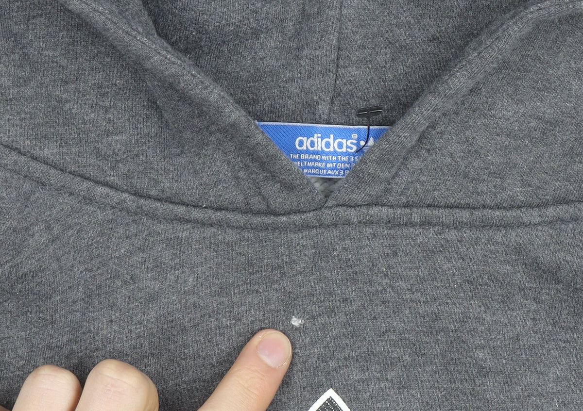 Adidas Men Grey Pullover Hoodie S Graphic Logo Fleece
