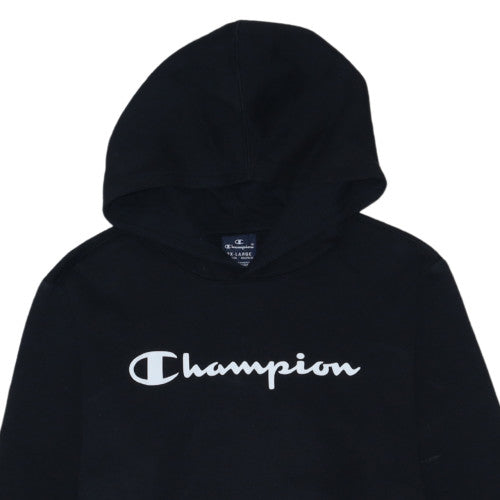 Champion Boys Black 2XL Pullover Hoodie with Logo Print