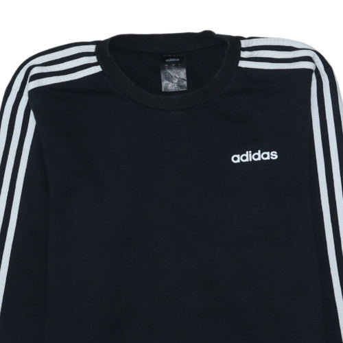 Adidas Mens Black M Crew Neck Pullover Sweatshirt Classic 3-Stripes