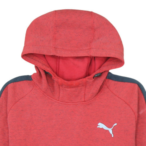 Puma Boys Red Hooded Pullover Sweatshirt Size M Cotton Blend