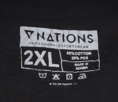 Nations Men’s Black 2XL Pullover Hoodie Esports Fleece Regular Fit