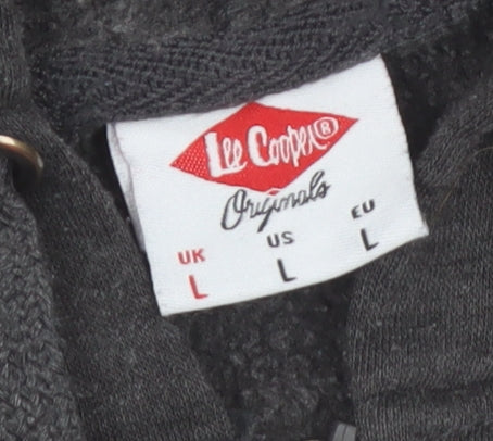 Lee Cooper Men's Grey Full Zip Hoodie Size L Polyester Fleece