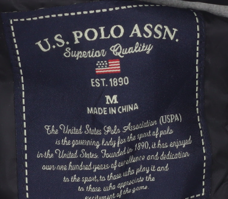 U.S. Polo Assn. Men's Black M Puffer Jacket Hooded Polyester Winter Coat