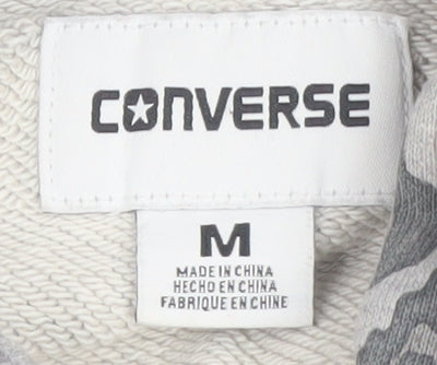 Converse Womens Grey Leopard Print Full Zip Hoodie Size M