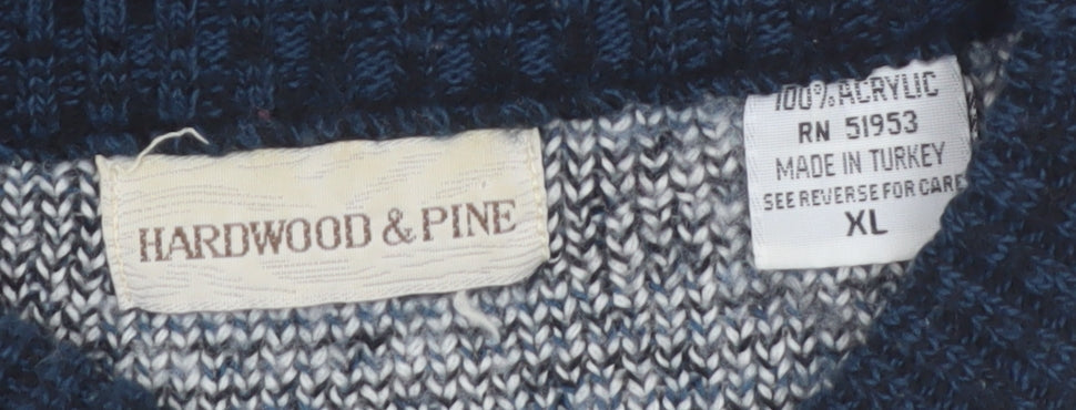 Hardwood & Pine Men's Blue Fair Isle Knit XL Pullover Jumper