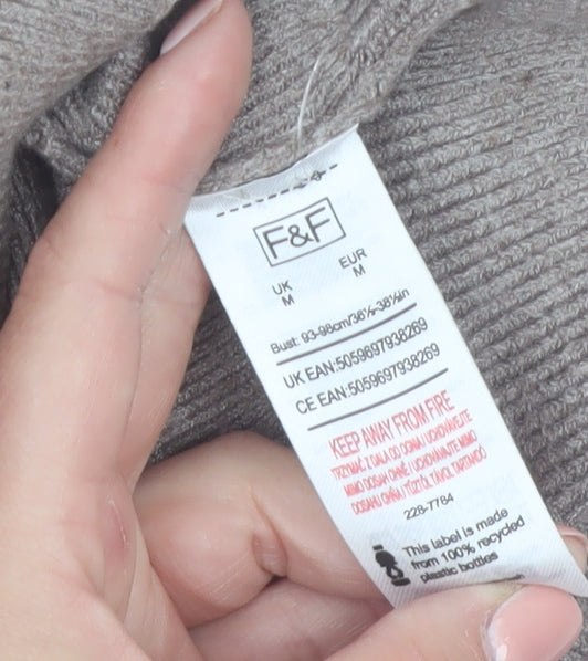 F&F Women Beige Roll Neck Long Sleeve Tunic Jumper M