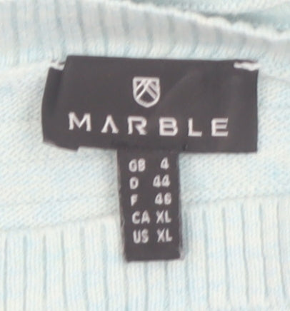 Marble Women Blue Cotton Boat Neck 3/4 Sleeve Pullover Jumper Size 16