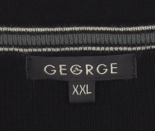 George Men’s Black 2XL V-Neck Knit Acrylic Jumper