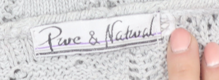 Pure & Natural Women’s Grey Open Knit Short Sleeve Cardigan Size 2
