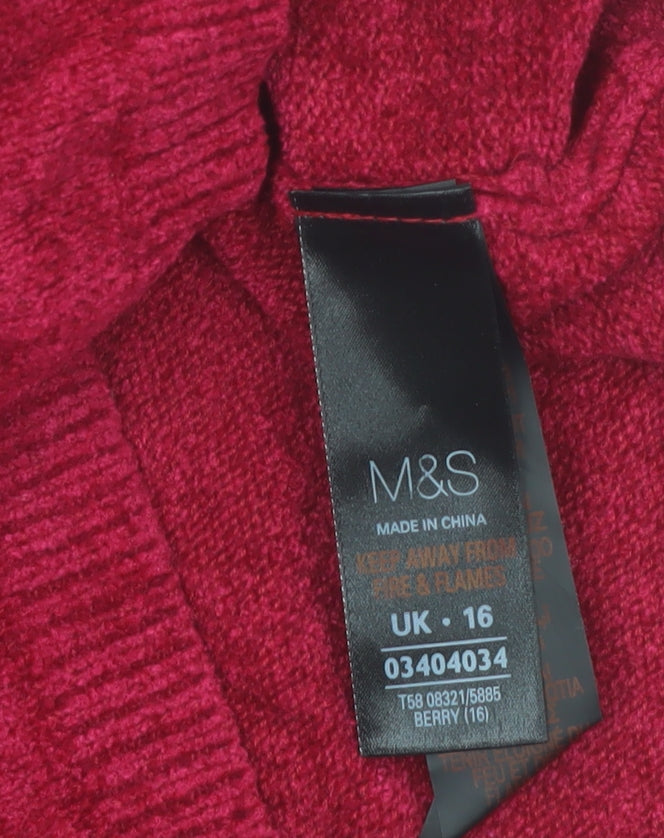 Marks & Spencer Women's Red Roll Neck Jumper Size 16