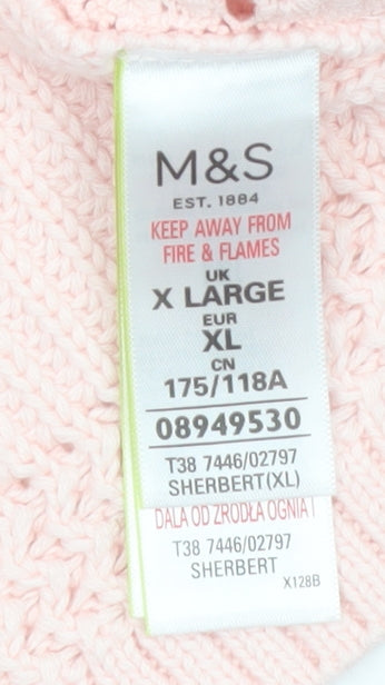 Marks & Spencer Women Pink XL Knit Cotton Crew Neck Jumper