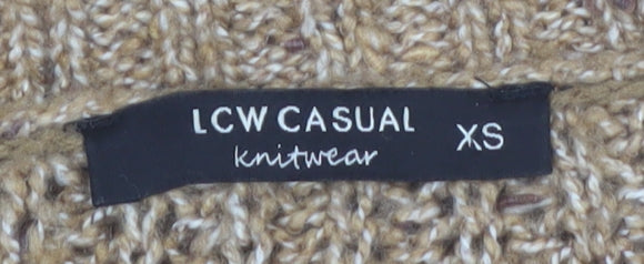 LCW Casual Women Beige Chunky-Knit Pullover Jumper XS