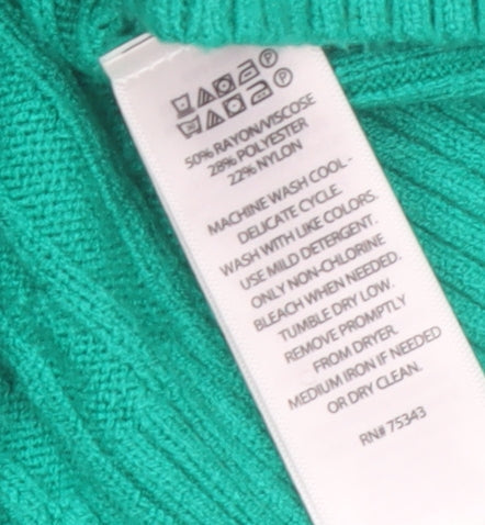 Jessica Simpson Women’s Green Cable-Knit Pullover Jumper Size S