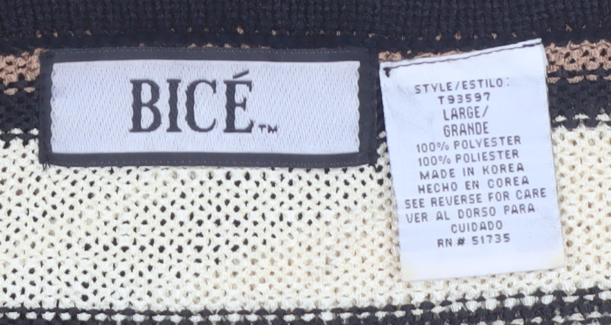 BICE Women’s Multicoloured Striped Short Sleeve Knit Jumper L