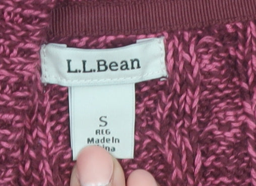 L.L. Bean Women's Burgundy Cable-Knit Cotton Cardigan Size S
