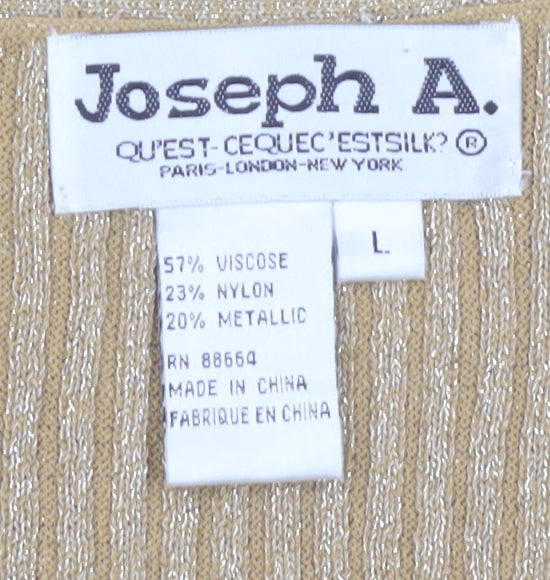 Joseph A. Womens Beige L Slim V-Neck Button Cardigan