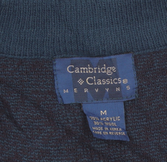 Cambridge Classics Men's Blue Wool Blend Knit V-Neck Button Vest M