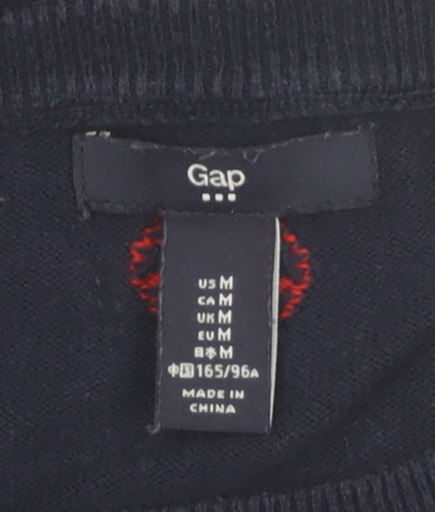 Gap Women's Blue Heart Print Cotton Pullover Jumper Size M