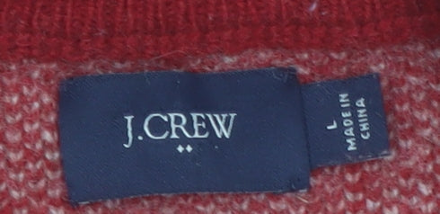 J.Crew Men's Red Wool Ski Fair Isle Crew Neck Jumper L