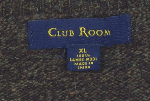 Club Room Men's Brown Lambswool V-Neck Jumper XL