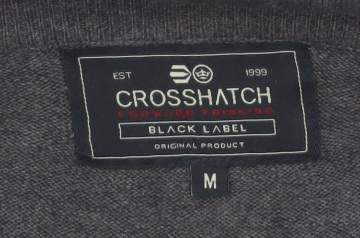 Crosshatch Men Grey Crew Neck Knit Pullover Jumper Size M