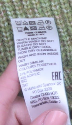 Marks and Spencer Women’s Green Knit Half Zip Sleeveless Jumper Vest M