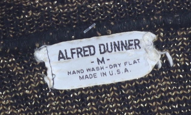 Alfred Dunner Women's Black Gold Knit Floral Jumper Size M