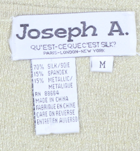 Joseph A. Women's Gold Silk Blend 3/4 Sleeve Scoop Neck Pullover Jumper M